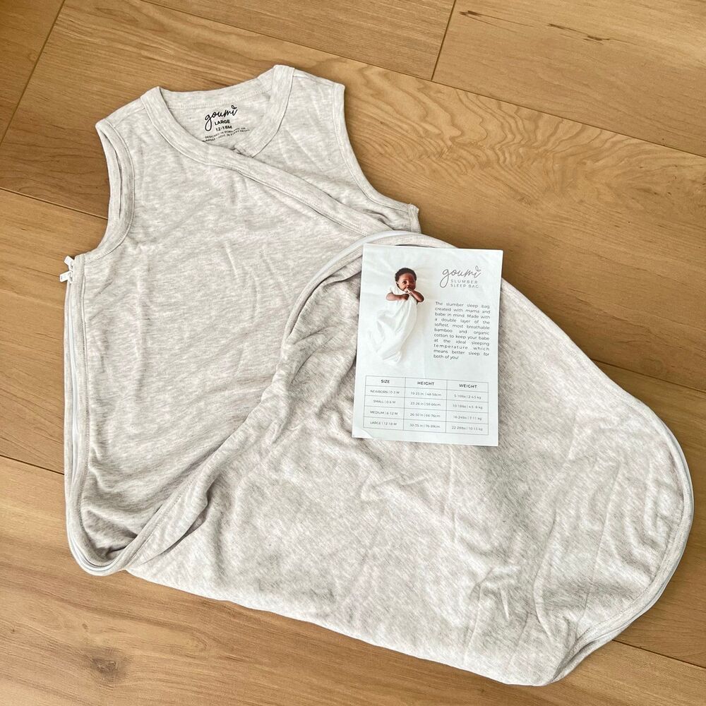 NWT Goumi Kids Baby Slumber Sleepbag Storm Gray SZ 12-18mo L Sleep Sack Bamboo